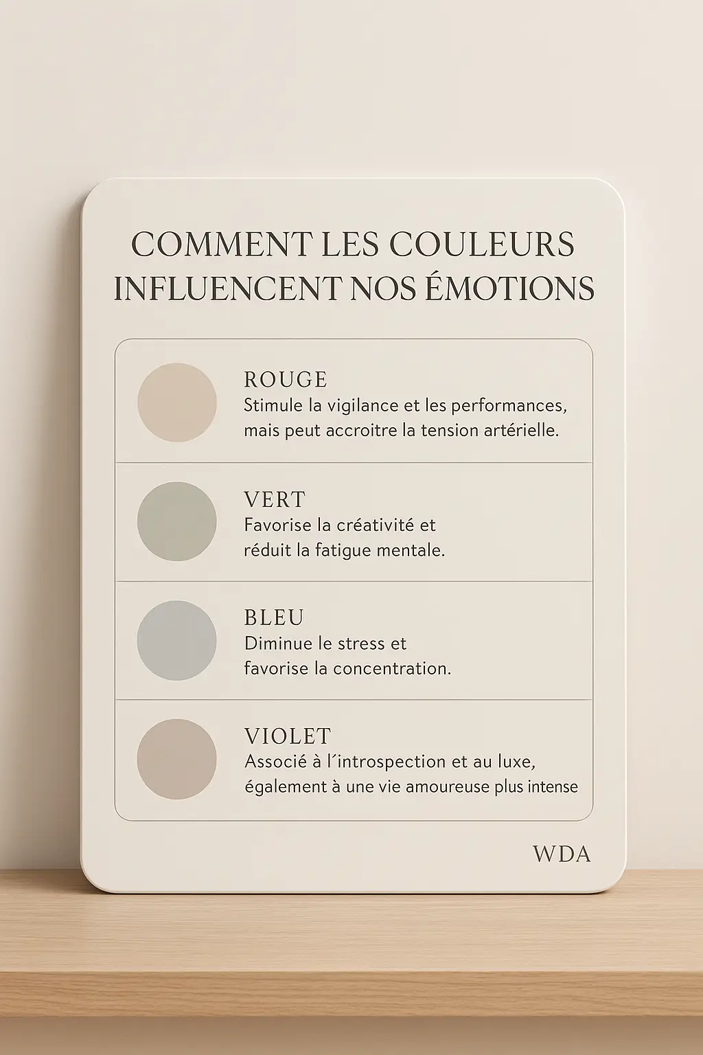 Infographie des effets des couleurs sur le comportement humain